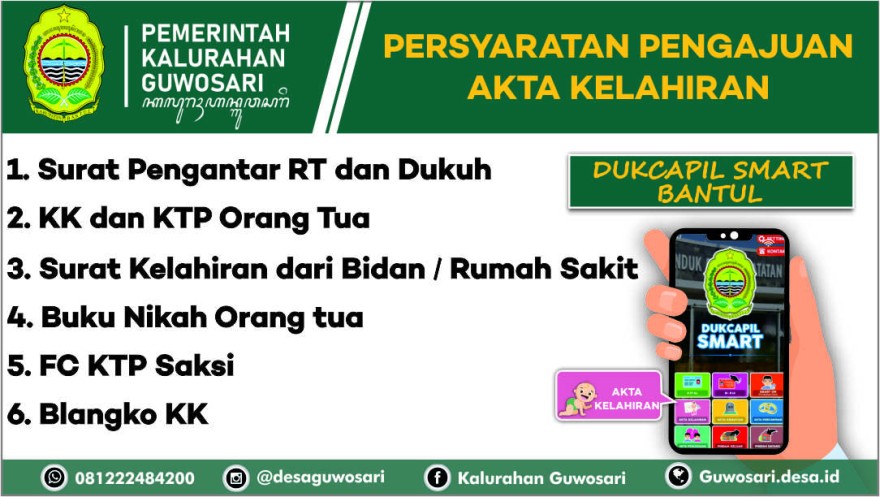 PERSYARATAN PENGAJUAN AKTA KELAHIRAN