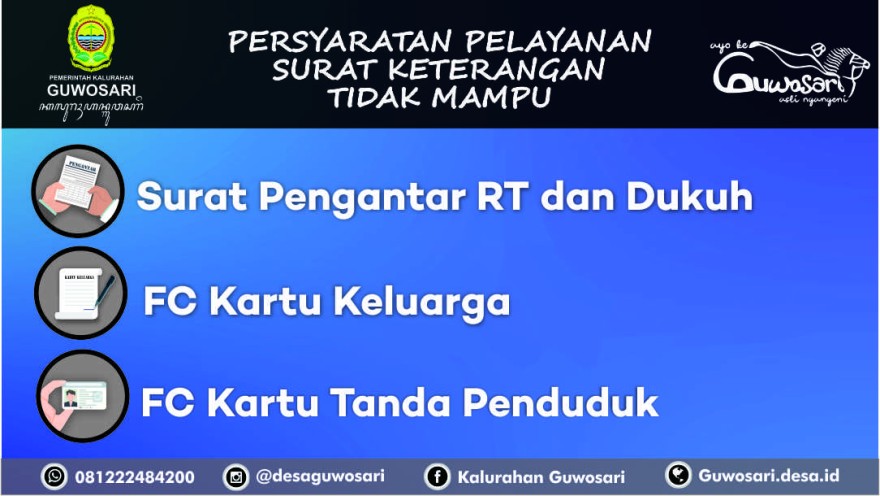 PERSYARATAN PELAYANAN SURAT KETERANGAN TIDAK MAMPU